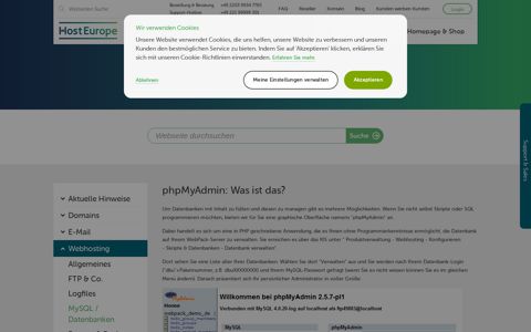 phpMyAdmin: die graphische Oberfläche| Host Europe