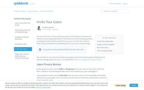 Invite Your Users – Guidebook Support
