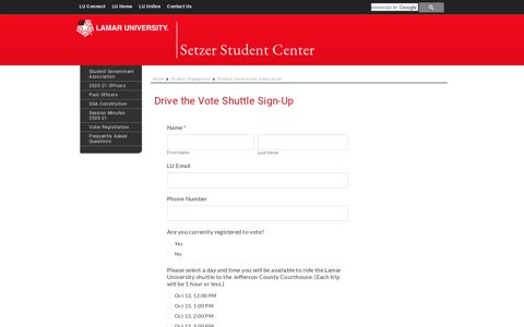 Student Government - Setzer Student Center - Lamar University