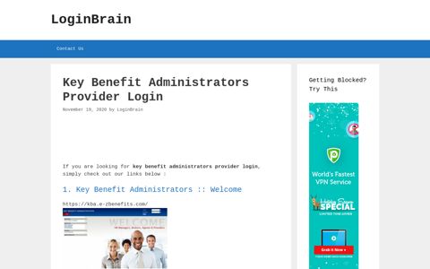 key benefit administrators provider login - LoginBrain
