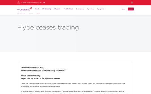 Flybe ceases trading | Virgin Atlantic Travel News
