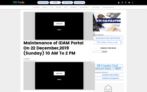 Maintenance of IDAM Portal On 22 December,2019 (Sunday ...