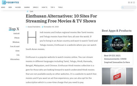 Einthusan Alternatives: 8 Sites For Streaming Free Movies ...
