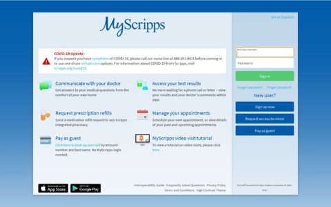 MyScripps - Login Page