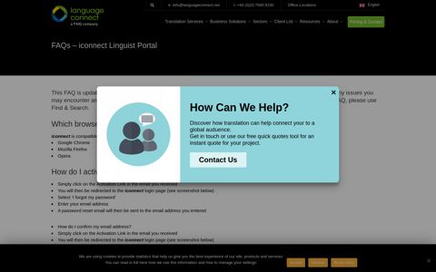 FAQs - iconnect Linguist Portal | Language Connect