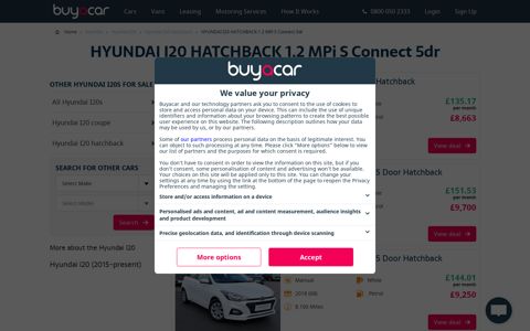 HYUNDAI I20 HATCHBACK 1.2 MPi S Connect 5dr | BuyaCar