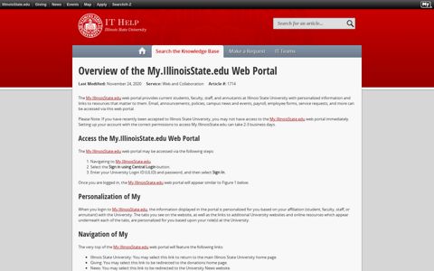Overview of the My.IllinoisState.edu Web Portal | IT Help ...