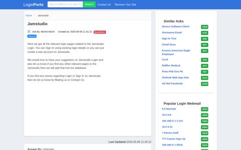 Login Jamstudio or Register New Account - LoginPorts