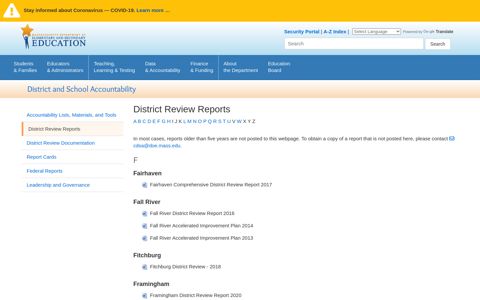 District Review Reports - District and School Accountability ...