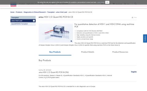 artus HSV-1/2 Quant RG PCR Kit CE - QIAGEN Online Shop