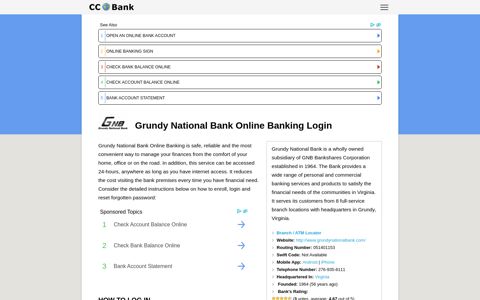 Grundy National Bank Online Banking Login - CC Bank
