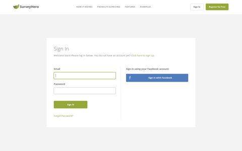 Sign In - Log in to your SurveyHero account