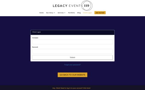 Client Login Page | Legacy Events 119