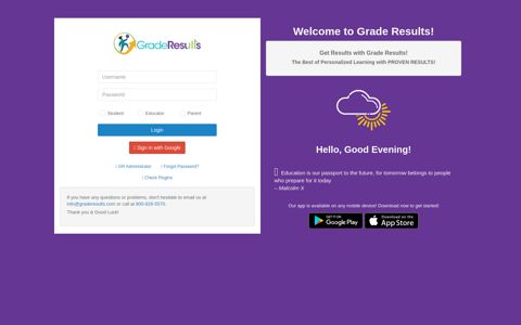 Login - Welcome to Grade Results!