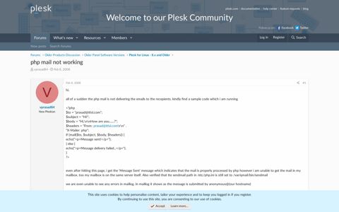 php mail not working | Plesk Forum