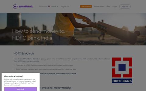 Send money to HDFC Bank, India - WorldRemit