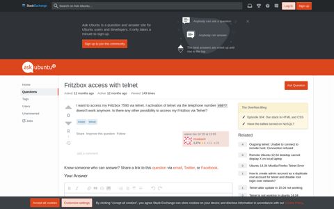 router - Fritzbox access with telnet - Ask Ubuntu
