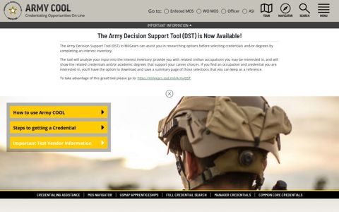 Welcome to Army Credentialing Opportunities Online (COOL)