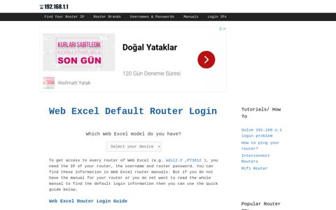 Web Excel routers - Login IPs and default usernames ...