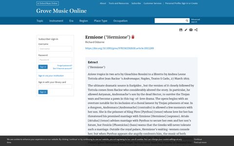 Ermione | Grove Music - Oxford Music Online