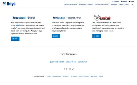 Client Login (external link) - Hays Companies
