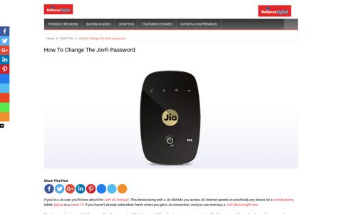 How to change the JioFi password | | Resource Centre by ...