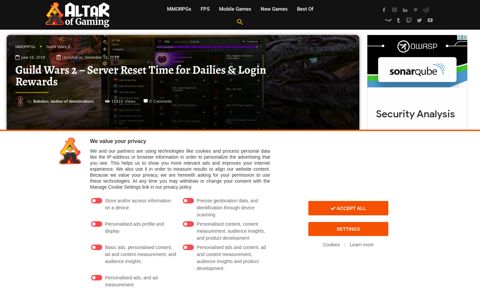Guild Wars 2 - Server Reset Time for Dailies & Login Rewards ...