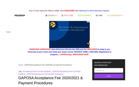 GAPOSA Acceptance Fee 2020/2021 & Payment Procedures