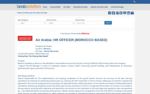 Air Arabia: HR OFFICER (MOROCCO BASED) - Arab Aviation