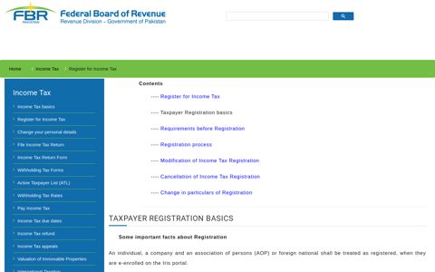 Register for Income Tax - Federal Board Of Revenue ... - FBR