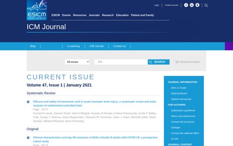 ICM Journal - ESICM