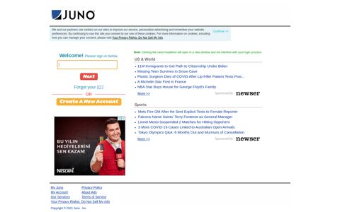 Sign Into Email - Juno - My Juno Personalized Start Page ...