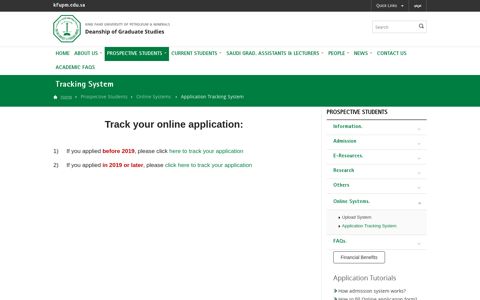 Deanship of Graduate Studies - Tracking System