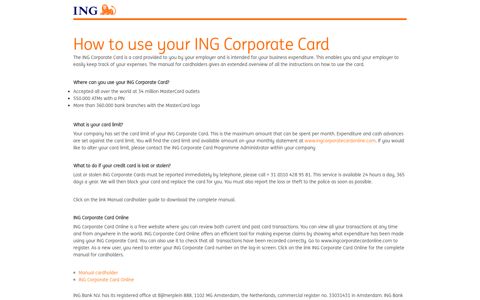 How to use your ING Corporate Card