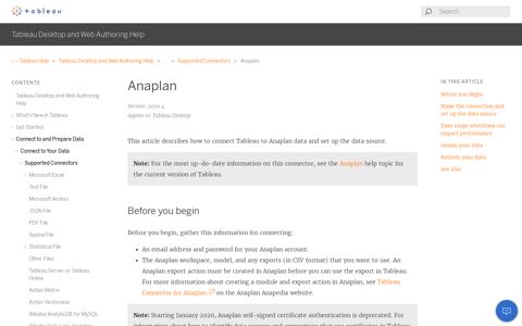 Anaplan - Tableau