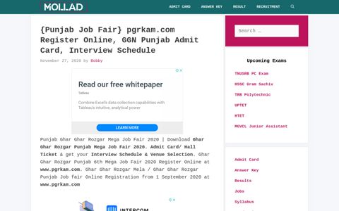 {Punjab Job Fair} pgrkam.com Register Online, GGN Punjab ...