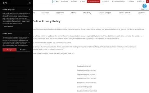Group 1 Automotive Online Privacy Policy |