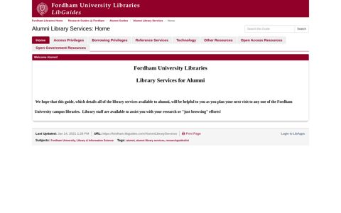 Alumni Library Services - Research Guides @ Fordham