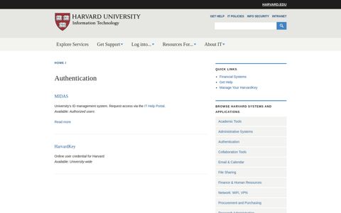 Authentication | Harvard University Information Technology