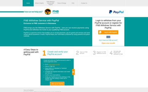 FNB Withdraw Service with PayPal: Home