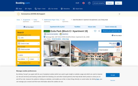 Esila Park (Block E / Apartment 19), Lara – Updated 2020 Prices