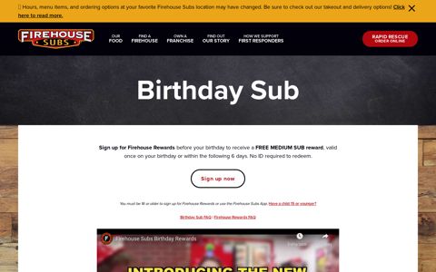 Birthday Sub - Firehouse Subs