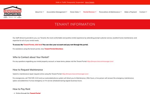 Tenant Resources and Information from Henderson Properties
