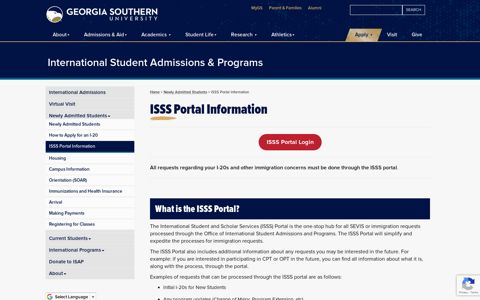 ISSS Portal Information - Georgia Southern University