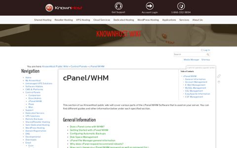 cPanel/WHM [KnownHost Wiki]