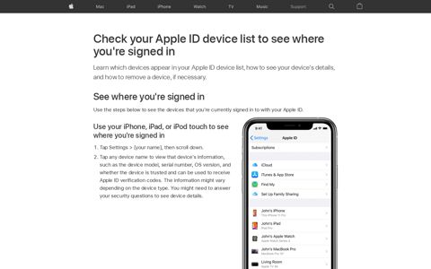 Check your Apple ID device list to see where you're signed in ...