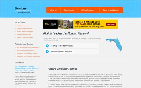 Florida Teacher Certification Renewal - Teaching Certification