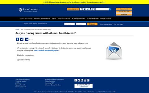 Are you having issues with Alumni Email Access? | Johns ...