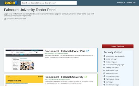 Falmouth University Tender Portal - Loginii.com