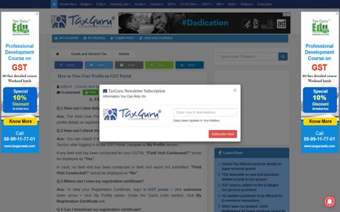 How to View User Profile on GST Portal - TaxGuru